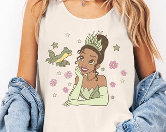 Princess Tiana Tank Top Disney Princess Tank Disney Trip tee Disney Birthday Cute Disney top Disney Cottagecore Disney Girls Trip
