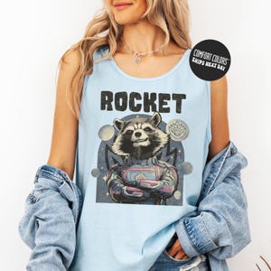 Retro Rocket Raccoon Comfort Colors Tank Top Guardians Of The Galaxy 3 89P13 Rocket Raccoon Shirt Rocket Fan Gift Comic Shirt