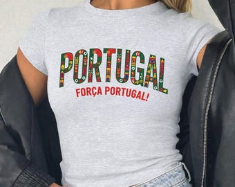 Portugal Soccer 2026 Women Crop Top Força Portugal ! Fan Raglan Baby Tee Soccer Fan Shirt Nation Cup Cropped Tee for Summer
