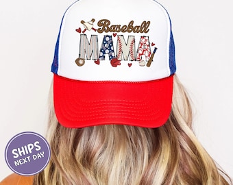 Baseball Mama Hat Sports Trucker Hat for Mothers Game Day Mom Hat Baseball Fan Gift Sport Lover Hats
