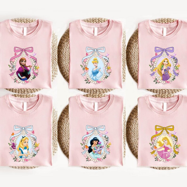 a set of six disney princess t - shirts