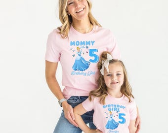 Custom Cinderella Birthday Family Matching Shirt Disney Princess Birthday Party Shirt Birthday Girl Long Sleeve Family Birthday Party