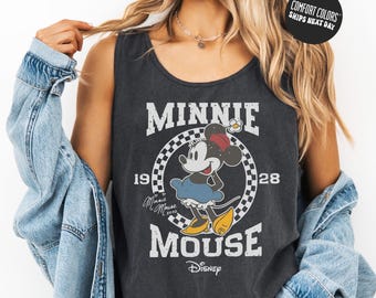 Retro Minnie Mouse Jersey Tank Top Disney Comfort Colors® Shirt Minnie 1928 Shirt Disney Vacation Tee Disneyland Shirt Magic Kingdom Shirt