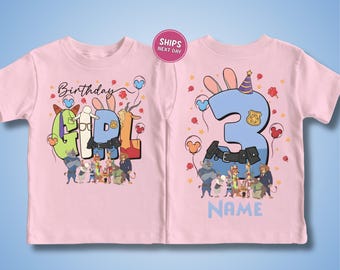 Custom Disney Zoo Birthday Girl Shirt Disney Personalized Birthday Tee for Girls Walt Disney Birthday Party Long Sleeve and Sweatshirts