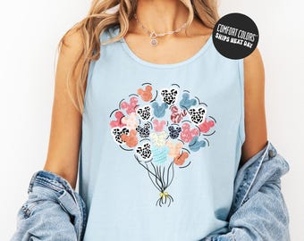 Disney Mickey Balloons Jersey Tank Top Disneyland Trip Comfort Colors Long Sleeve Disney 2026 Family Shirts Disney World Trip Tee