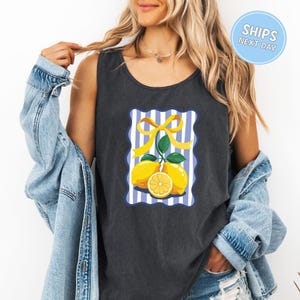 Fresh Lemon Summer Tank Top Lemon and Coquette Shirt Fruit Shirt Lemon Tank Top Summer Clothes Gifts for Her Lemon Shirt