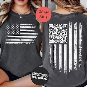 USA Trump Comfort Colors® Shirt Trump Dance QR Code Shirt Scan Me Qr Code Trump Dancing Funny President Trump Flag Pro Trump 2024 MAGA