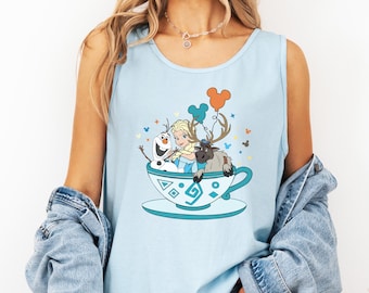Disney Princess Elsa and Friends Tank Top Disney Frozen Princess Comfort Colors Shirt Disneyland Summer Shirt Disney Coquette Princess Elsa