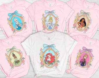 Disney Princess Shirt Disney All Princesses Coquette Shirt Matching Disney Girls Trip Shirts Disney Group Trip Shirts Girls Retro Disney Tee