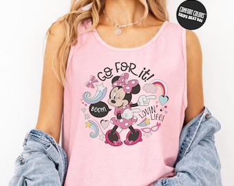 Minnie Mouse Summer Tank Top Disney Beach Life Shirt Comfort Colors Disneyland Summer Vacation Tee Minnie Go for It Shirt