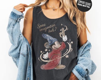 Camiseta sin mangas Disney Mickey Hechicero Algo de imaginación Comfort Colors® Camiseta Walt Disney Fantasía Mickey Camiseta Disneyland Trip