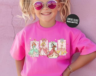 Princess Valentine's Day Girls Shirt Comfort Colors® Kids Valentine Sweatshirt Lovely Theme Long Sleeve Disneyland Couple Sweatshirt