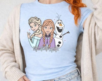 Frozen Elsa Baby Tee Disney Princess Women Cropped Top Disneyland Elsa and Friends Crop Top WDW Baby Crop Tee Anna Olaf Party Shirts