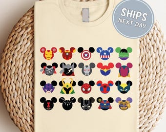 Camiseta infantil de superhéroes de Disney, camiseta con orejas de ratón para niños pequeños, camiseta de superhéroes para niños, camiseta de grupo de superhéroes, camiseta de viaje a Disney, camiseta a juego para toda la familia, camiseta para fans de los héroes