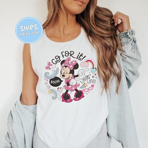 Minnie Go For It Beach Tank Top Mickey Mouse Family Shirt Disney Girls Trip Tank Top Disneyland Holiday Vacation Tank Disney Retro Tank