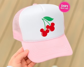 Minnie Cutie Cherry Hat Disney Minnie Mouse Trucker Hat Mickey and Minnie Lovely Hat Best Hat Gift for Women Cherry Minnie Mouse Trucker