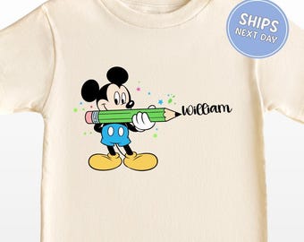Custom Mickey Tee for Kids Walt Disney Kids Name Tee Mouse Family Matching Shirt Mickey Party Tees Disneyland Toddler Birthday Crewneck
