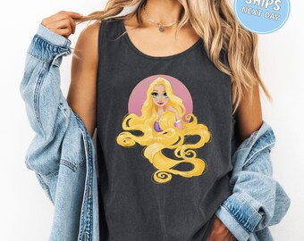 Rapunzel Summer Tank Top Disney Princess Comfort Colors Shirt Disney Girls Trip Tank Top Disneyland Holiday Vacation Tank Disney Retro Tank