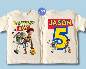 Toy Story Custom Birthday Shirt Personalized Disney Birthday Boy T-Shirt Pixar Woody Buzz Lightyear Jessie Birthday Tee for Kids
