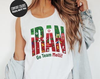 Iran Fan Shirts World Cup 2026 Jersey Tank Top Go Team Melli ! Fan Tank Top Soccer Fan Shirt Nation Cup Tee for Summer Worldcup