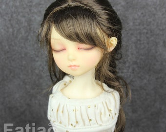 Fatiao - Nouveau Dollfie MSD Kaye Wiggs 1/4 BJD Taille 7-8 pouces - Perruque de poupées brun foncé