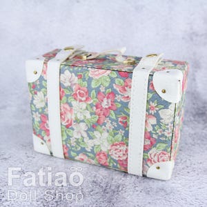 BJD Dollfie Vintage Leder Miniatur Koffer Kofferkoffer Bag - Floral