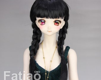 Fatiao - Nueva peluca para muñecas Dollfie SD DD 1/3 BJD tamaño 8-9" - Negro