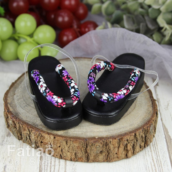 Fatiao - 1/3 BJD Super Dollfie SD girl Doll shoes ZOURI Sandals - Black (Size 7cm)