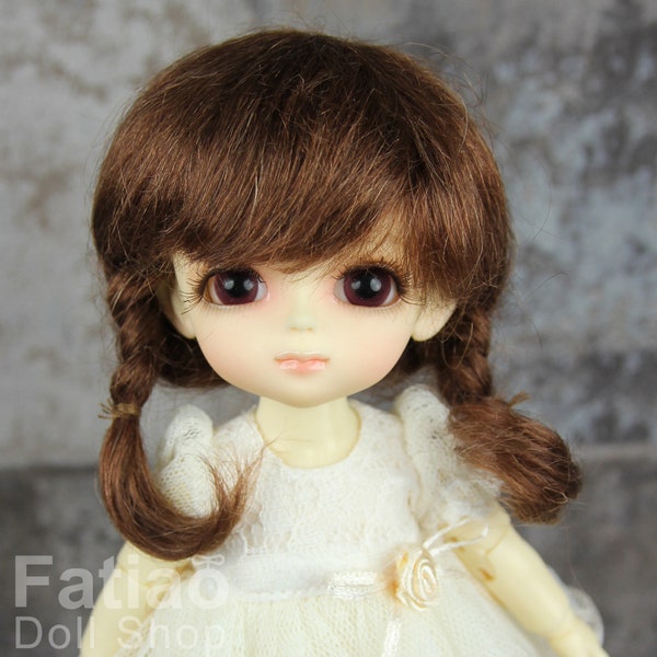 Fatiao - Dollfie Lati Yellow Pukifee 5-6 inch Mohair Doll Wig - Dark Brown