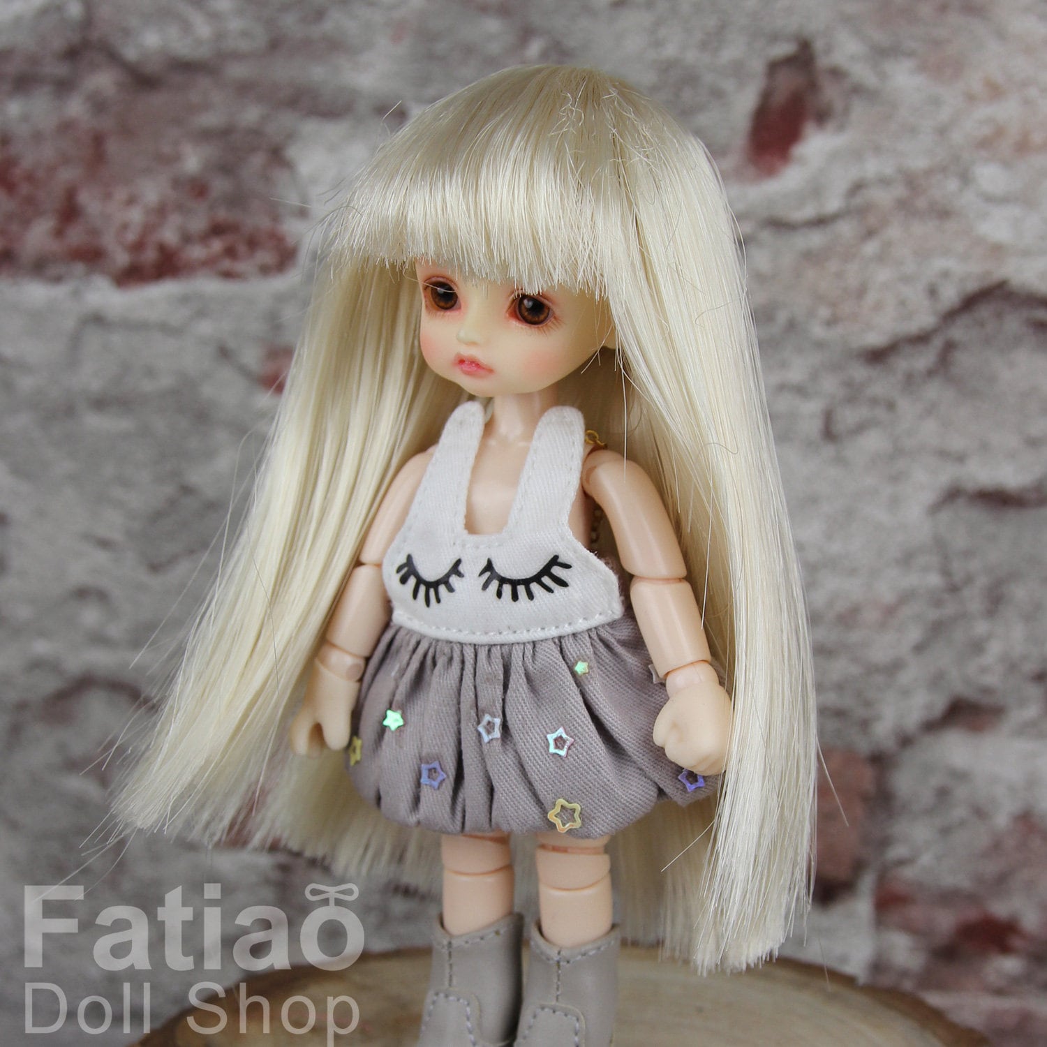Fatiao Pink & White New BJD Dollfie pukipuki brownie 4 Doll Wig