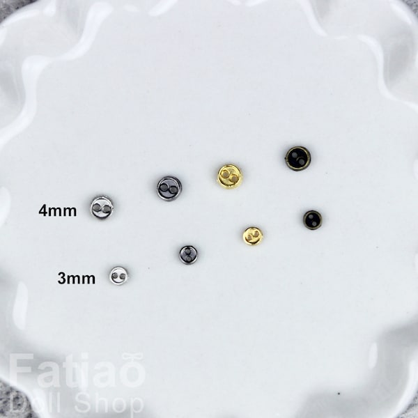 4/3mm Tiny 2-Hole Metal Round mini Buttons 10pcs/set for doll BJD Blythe Pullip