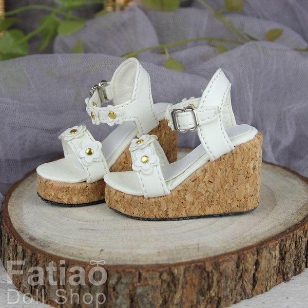 Fatiao - New 1/4 BJD MSD Dollfie Dolls Wedge sandals Shoes - White (Size 5cm)