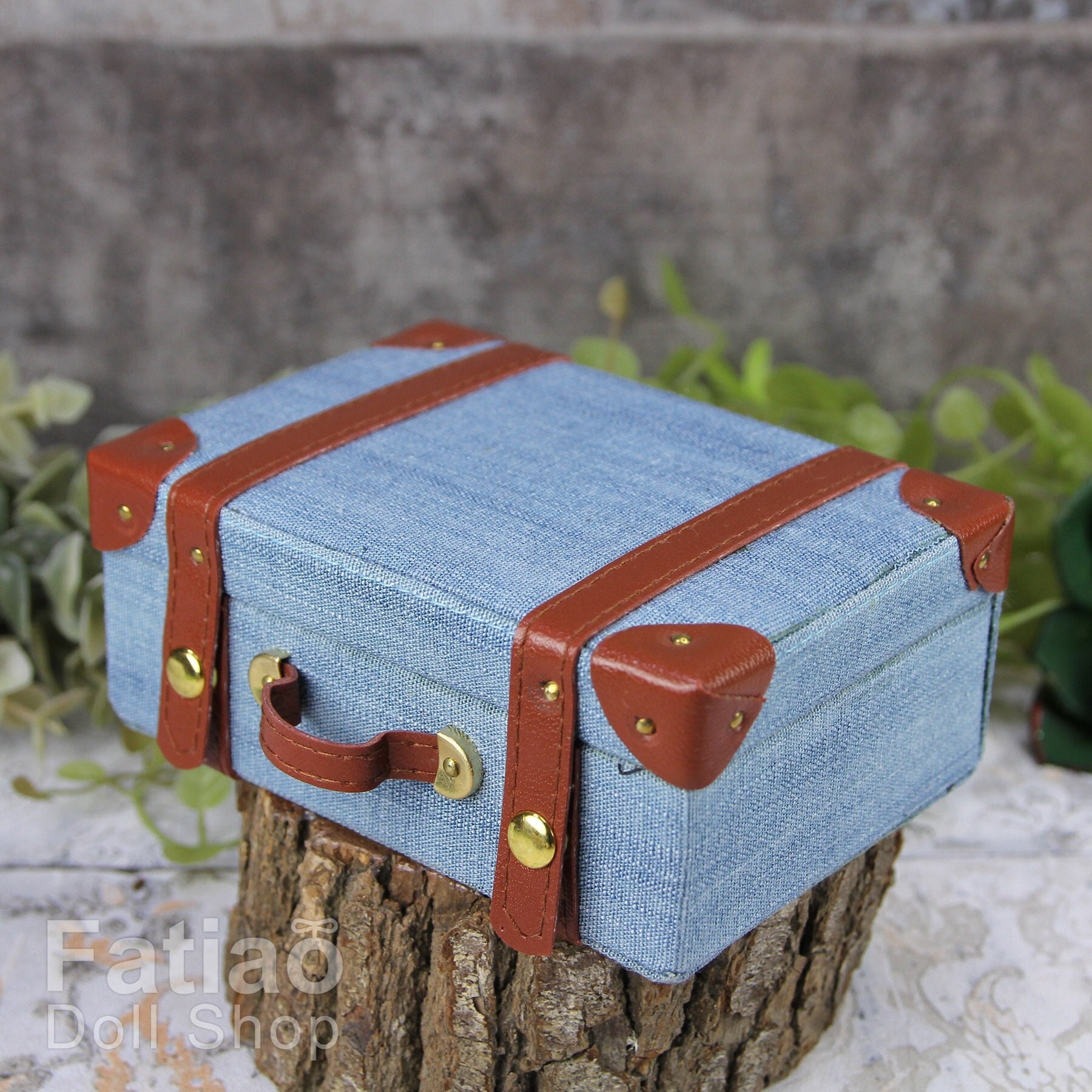 Dollhouse Miniature Handmade Suitcase Trunk Bag 1/6 
