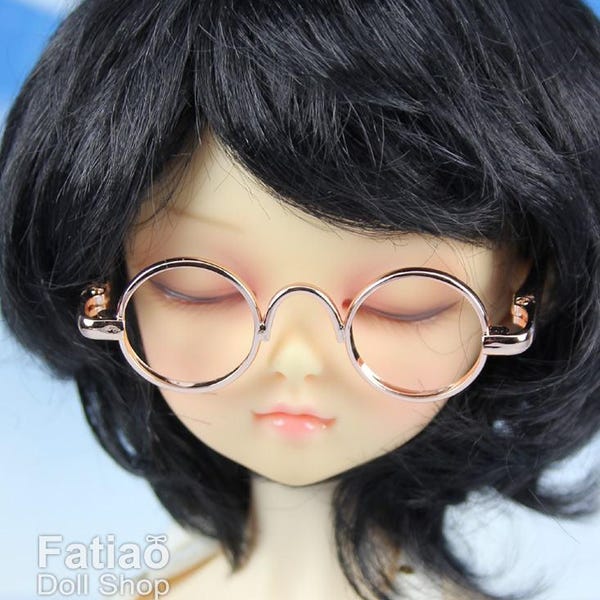 New fashion Dolls Round frame glasses fit 1/4 BJD MSD mini Super Dollfie - Gold