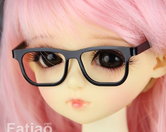 Nuevas gafas de moda para muñecas de borde completo aptas para 1/4 BJD MSD mini Super Dollfie Black