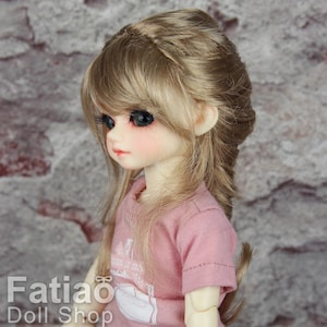 Lllunimon SD BJD Doll Wig, White Blonde Hime Cut Long Straight Doll Wig  High Temperature Fiber Doll Accessories,for 1/4 BJD Doll