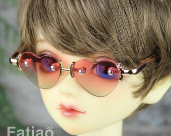 New fashion Rimless Frames Dolls Glasses fit 1/3 BJD SD Super Dollfie Heart Gradient color