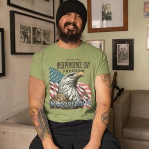 Freedom Eagle Unisex Softstyle T-Shirt, Patriotic Tee, 4th of July Shirt, American Eagle Graphic Tee, Independence Day Gift