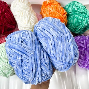 Cozy Chenille Yarn, Velvet Plush Bulky Yarn for Knitting Crochet Amigurumi, Soft Toy Making Craft Yarn, 100g 6mm 80m, Wholesale Yarn Blue