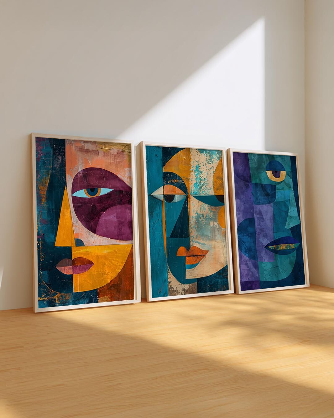 Abstract Mid Century Set of 3 Wall Art: Contemporary Wall Decor - Etsy
