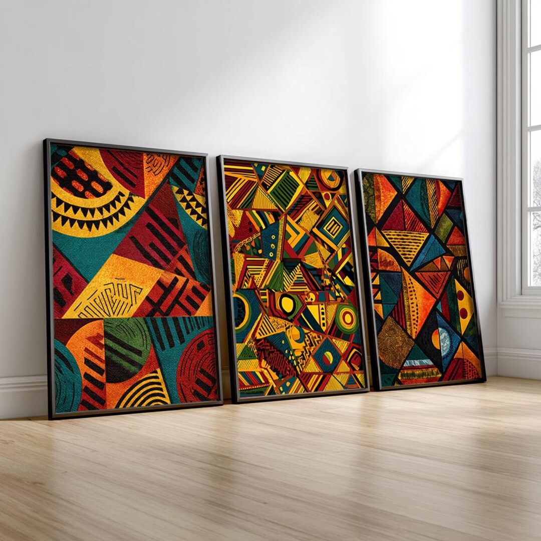 African Abstract Wall Art Set of 3: African Culture Canvas Print - Etsy