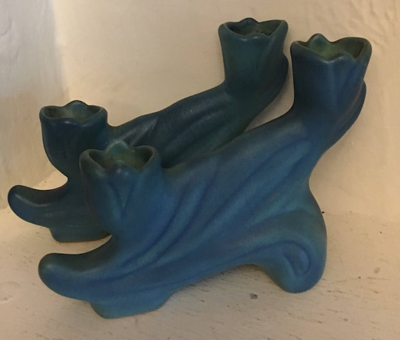 Van Briggle Pottery Exquisite Double Candle Sticks