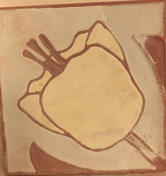 Van Briggle Pottery Tile Single Painted Gloss Covered Flower