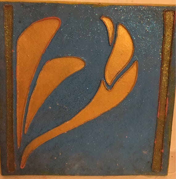Van Briggle Pottery Tile Single Leaf Painted 6 x 6