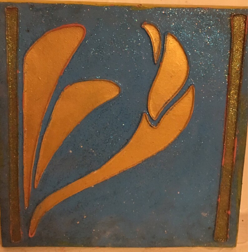 Van Briggle Pottery Tile Single Leaf Painted 6 x 6