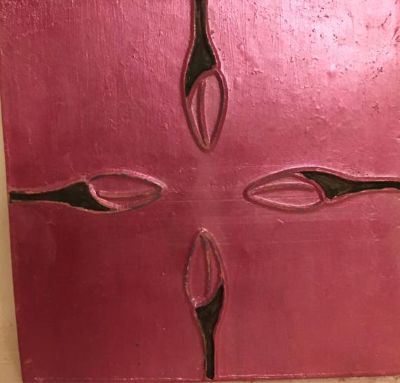 Van Briggle Pottery Tile Single Painted 4 buds