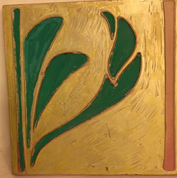 Van Briggle Pottery Tile Single Painted Leaf