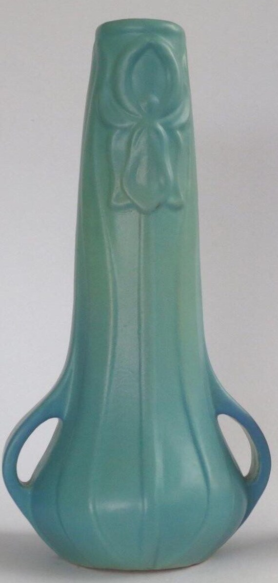 Van Briggle Pottery Turquoise Iris 14"Large Vase