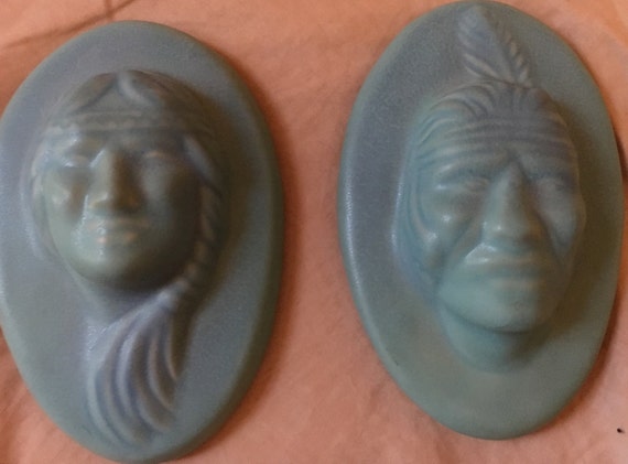Van Briggle Pottery Little Star and Big Buffalo Plaques Circa 1930