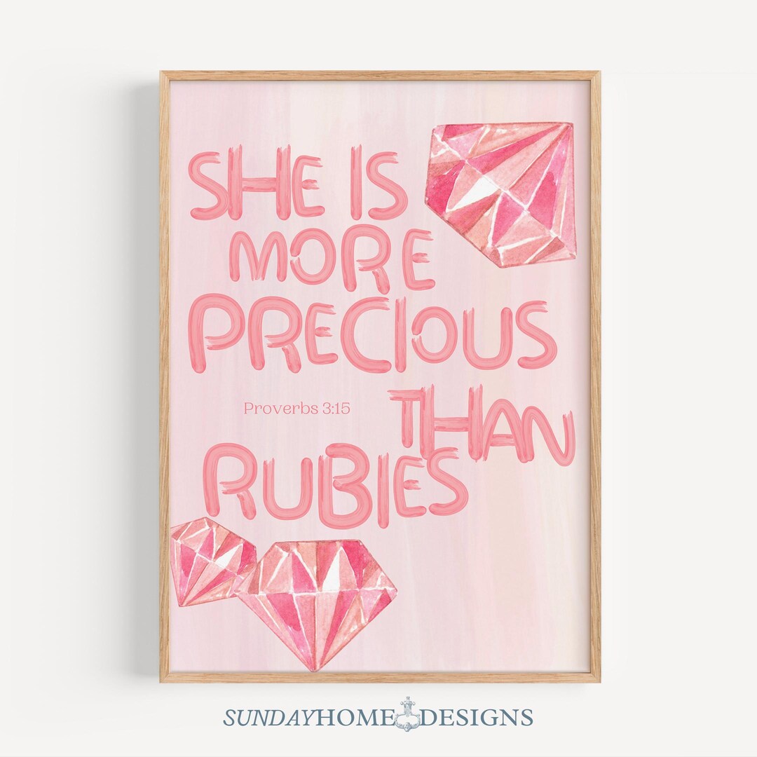 Light Pink Nursery Wall Art With Bible Verse Decor Christian Print ...